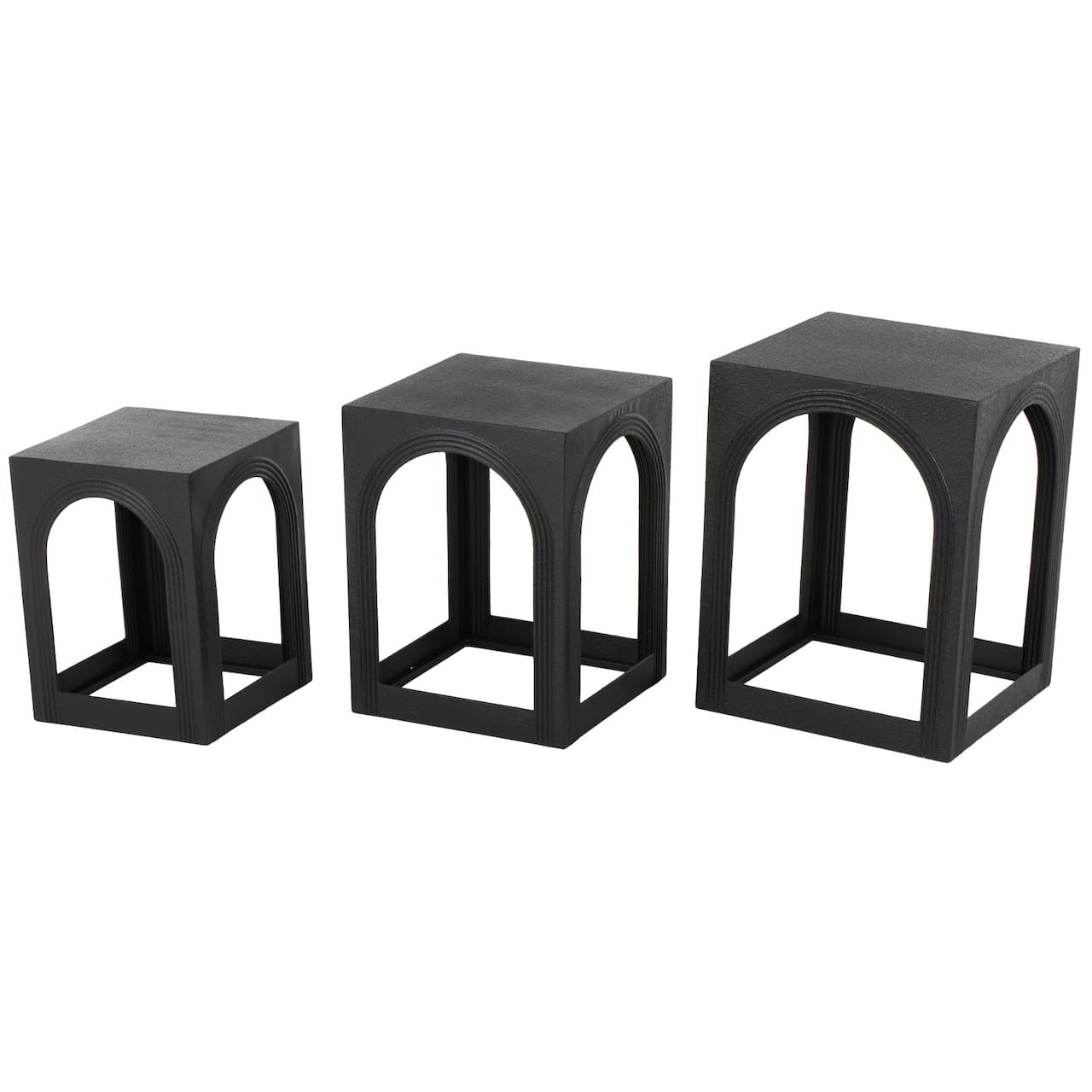 Metal Nested Accent Table with Small Arched Cutouts Set
